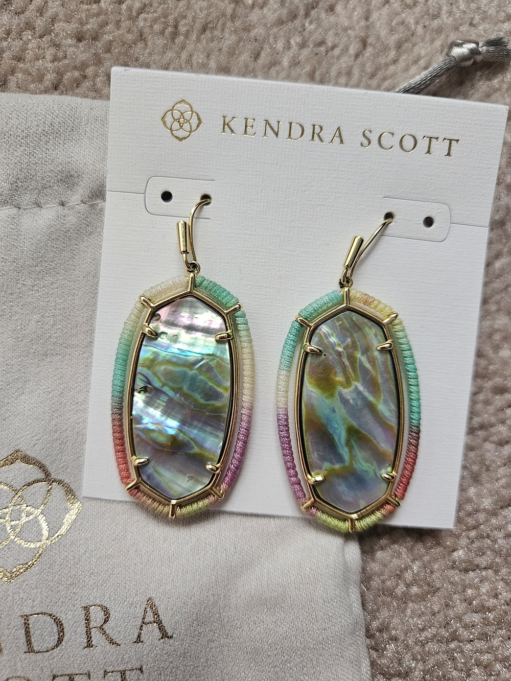 Kendra Scott Abalone Drop Earrings with Pastel Thread